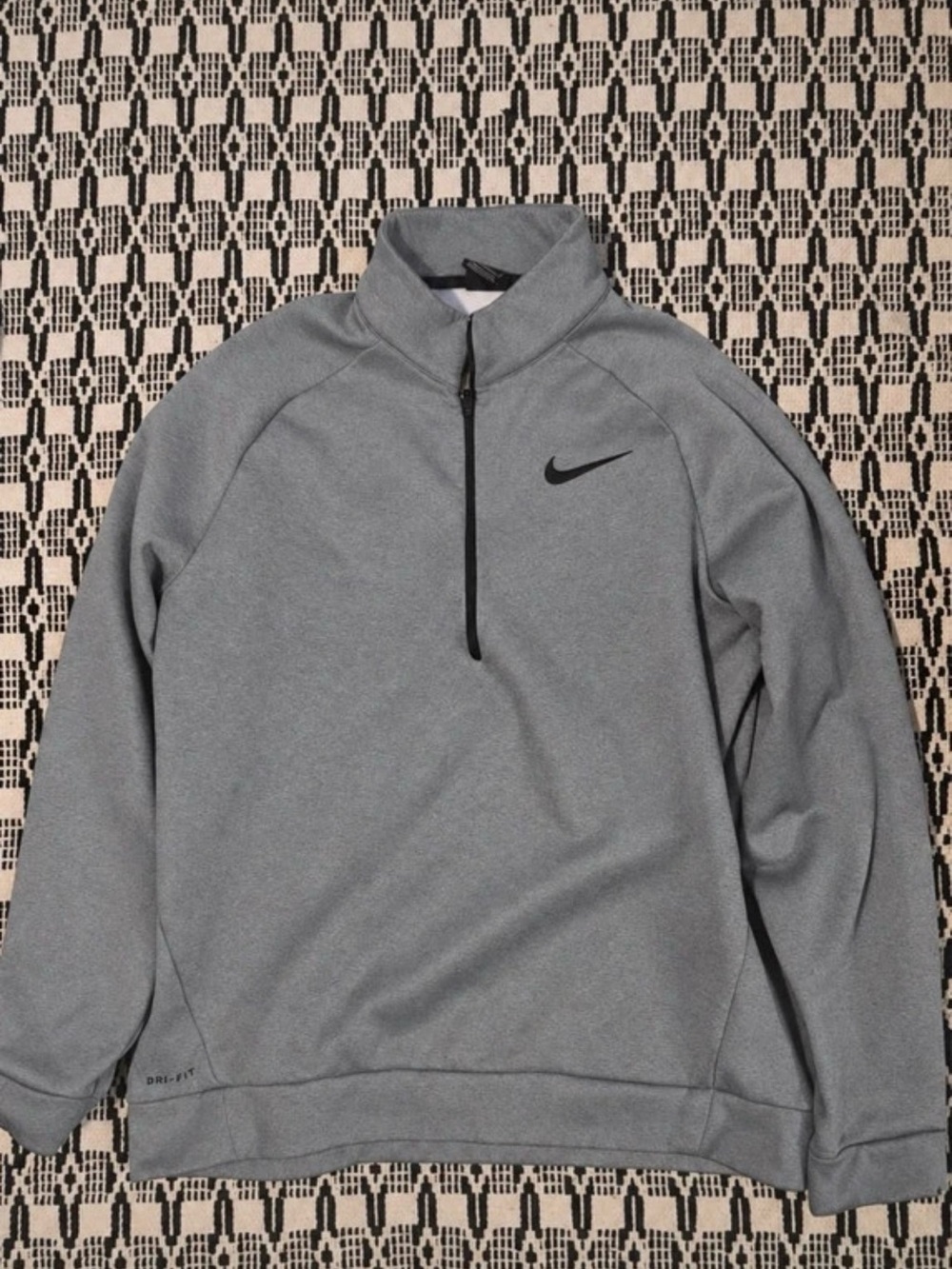 Nike Gray Half-Zip Performance Jacket with Black Swoosh
